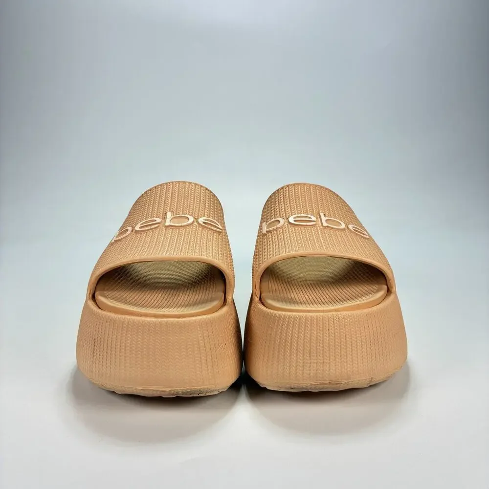 Bebe Plushy Natural Comfort Casual Slip On Platform Slide Sandals Women's Size 6